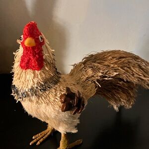 Rustic Rooster Figurine with Red Comb